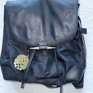 Vince Camuto Black Backpack with Gold Charm
